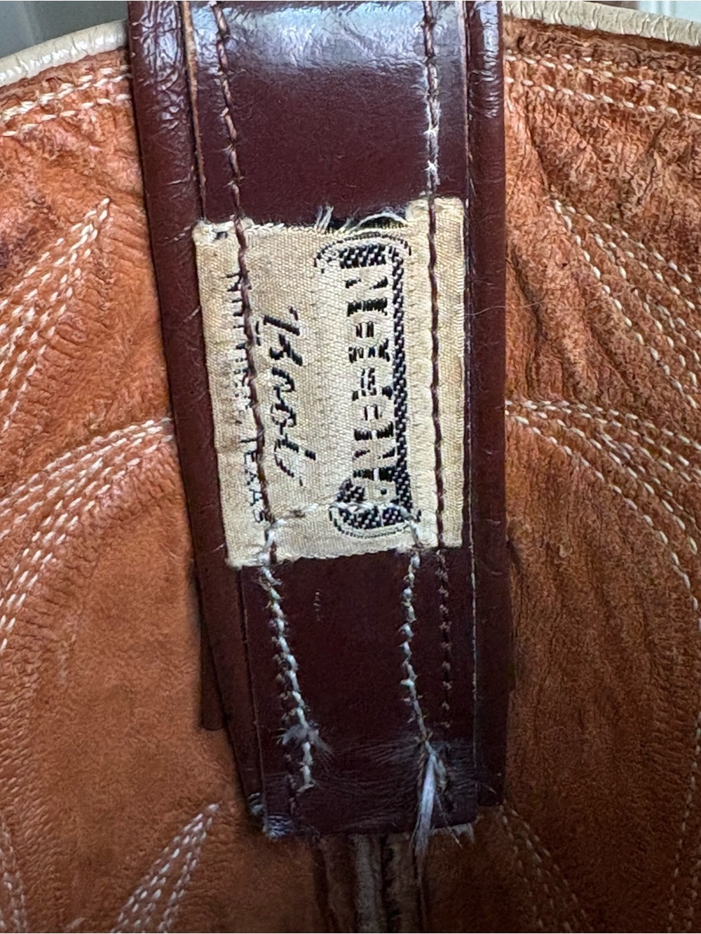 Vintage White Label Nocona Leather Western Cowboy Boots Men 8.5 Brown VTG Exotic - Picture 10 of 11